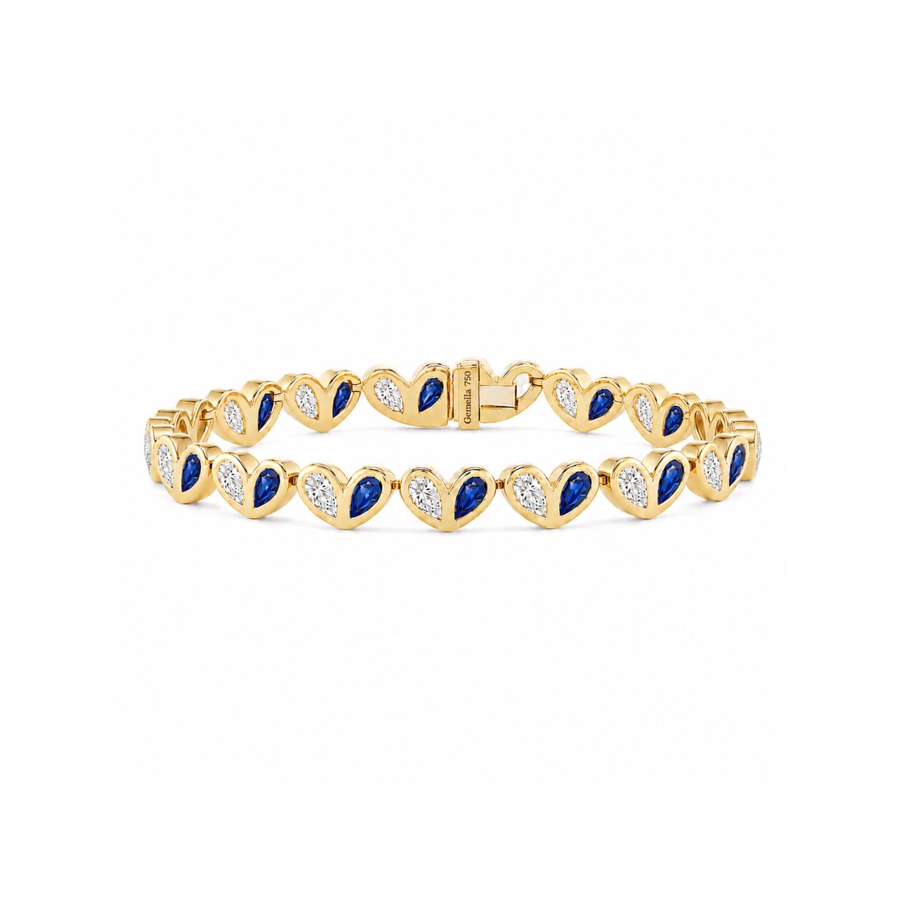 Sweetheart Diamond & Blue Sapphire Tennis Bracelet
