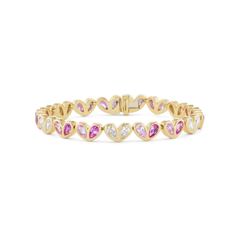 Sweetheart Diamond & Pink Sapphire Tennis Bracelet