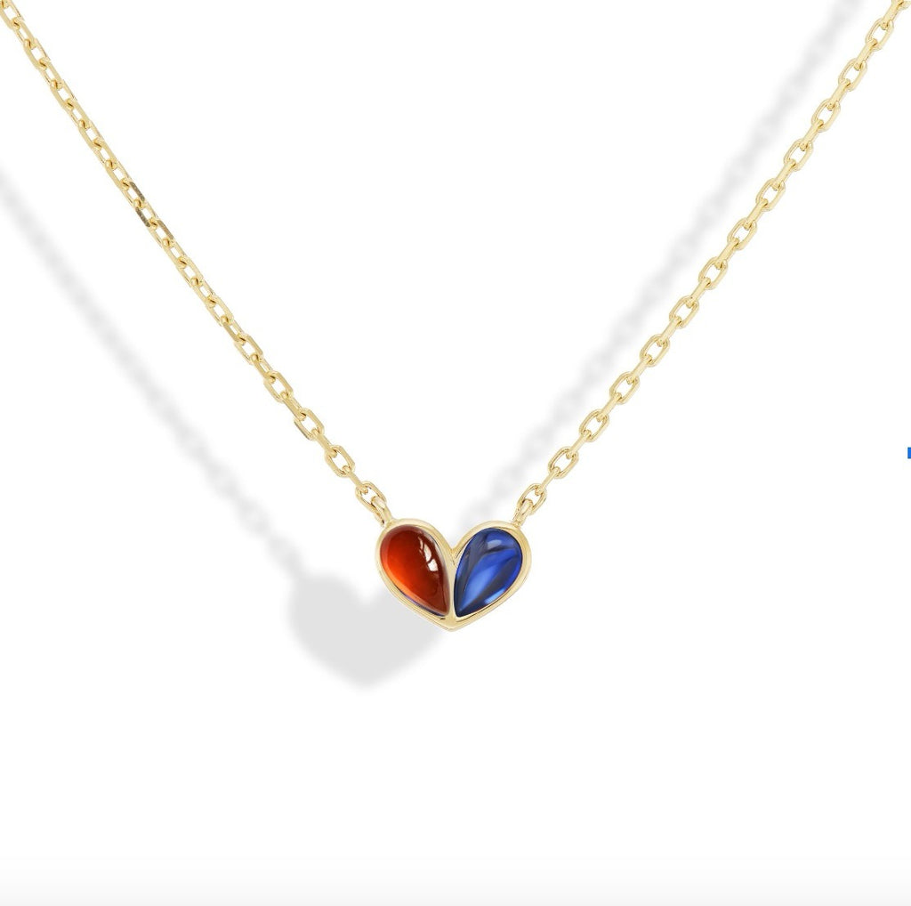 Sweetheart Necklace Garnet & Blue Sapphire