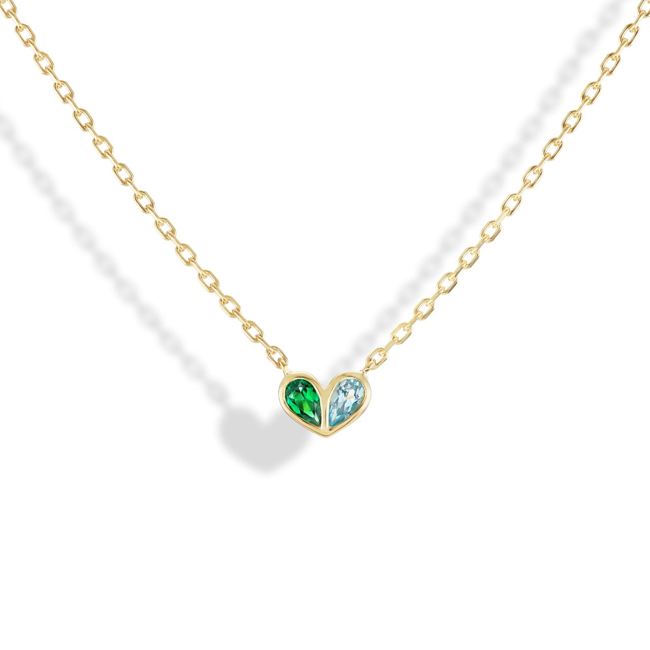 Sweetheart Necklace Emerald & Blue Topaz
