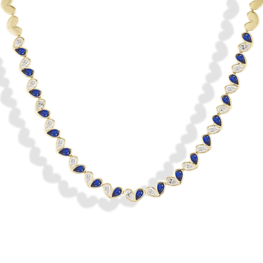 Sweetheart Tennis Necklace Diamond & Blue Sapphire