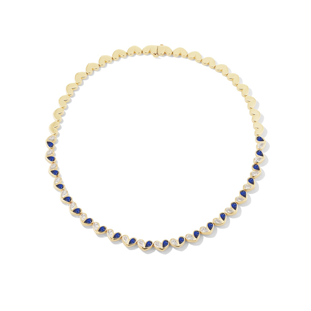 Sweetheart Tennis Necklace Diamond & Blue Sapphire