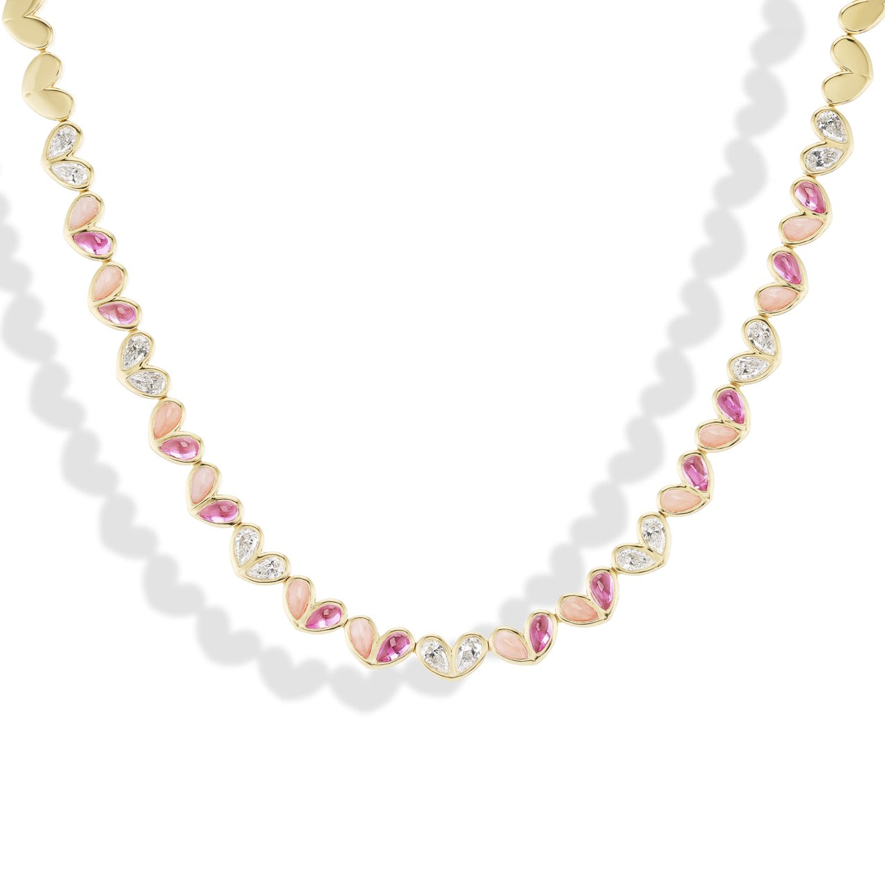 Sweetheart Tennis Necklace Multi-Pink