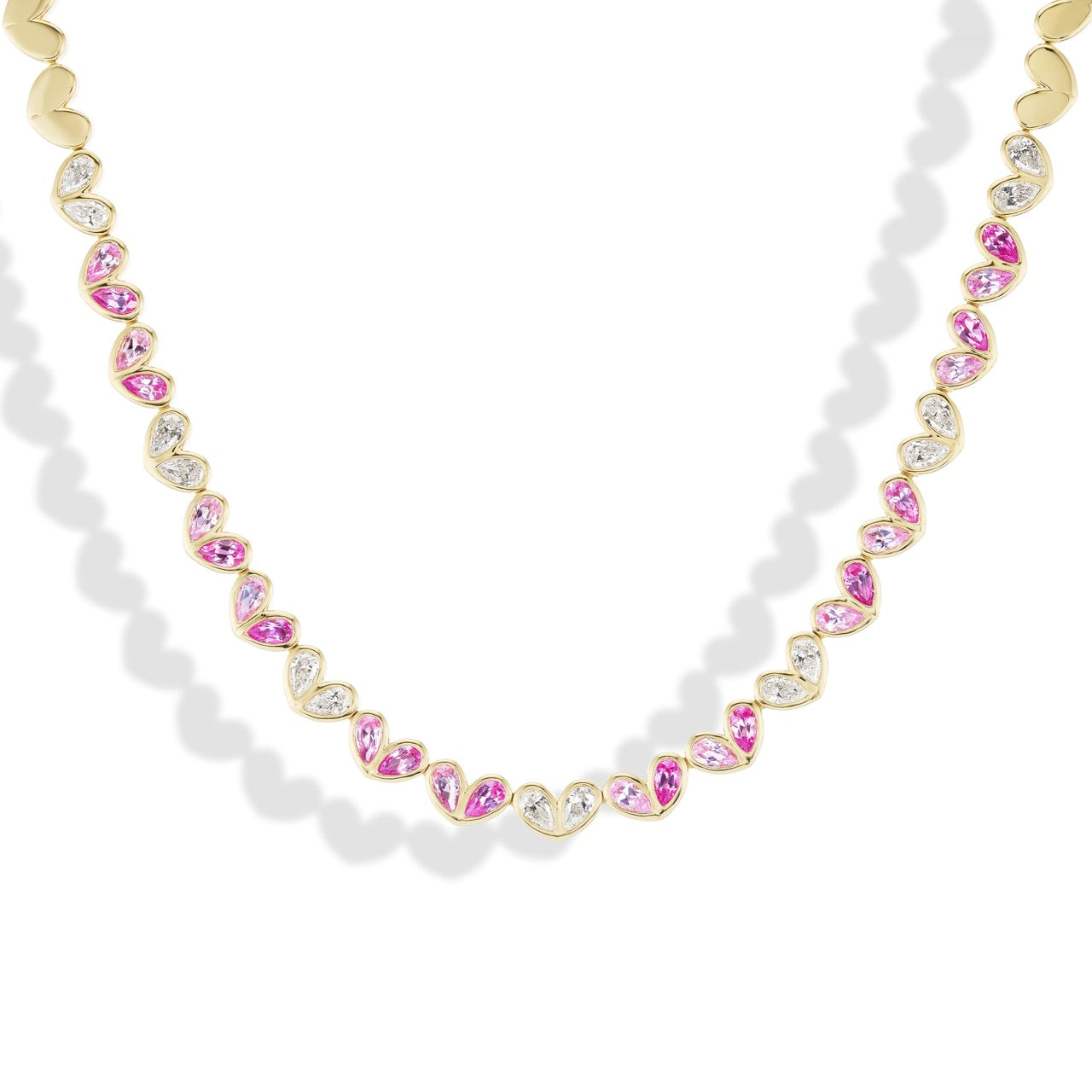 Sweetheart Tennis Necklace Pink Sapphire