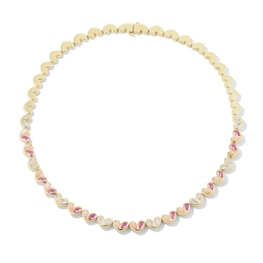 Sweetheart Tennis Necklace Multi-Pink