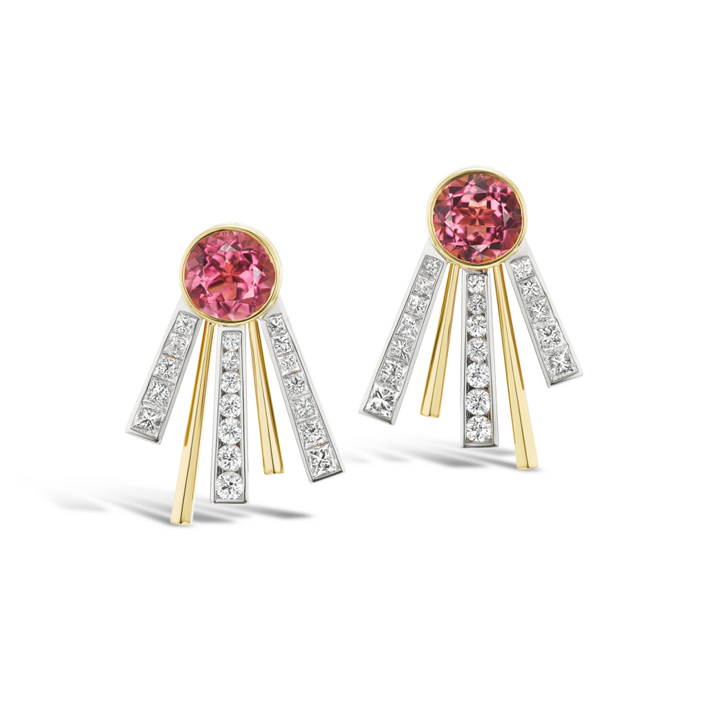 Pink Tourmaline Celestial Earrings