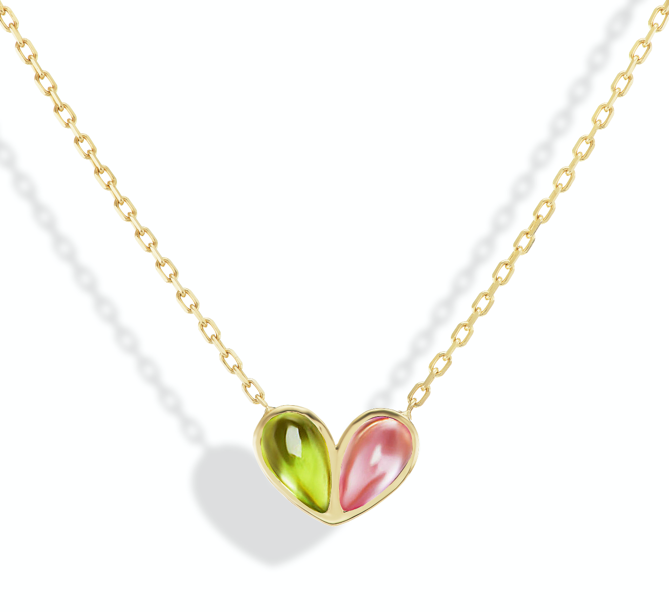 Jumbo Sweetheart Necklace Peridot & Pink Tourmaline