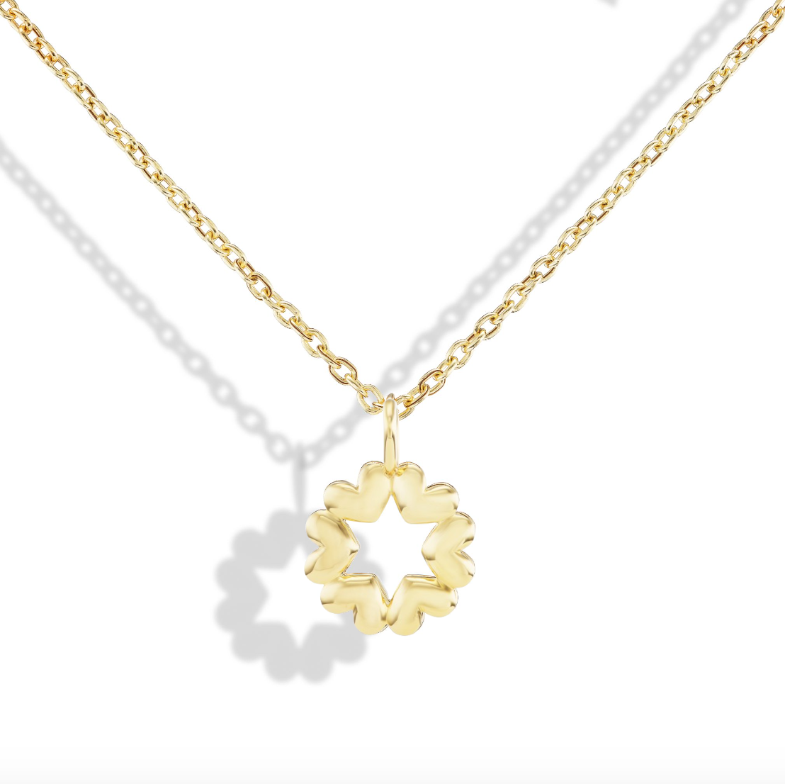 Jewish Star Solid Gold Petite Queen B Pendant