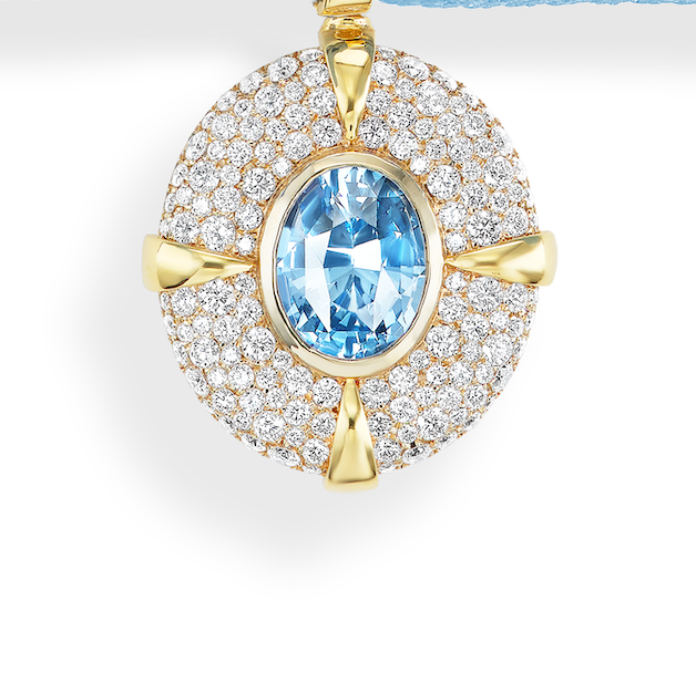 Icy Blue Sapphire Oval On Ribbon