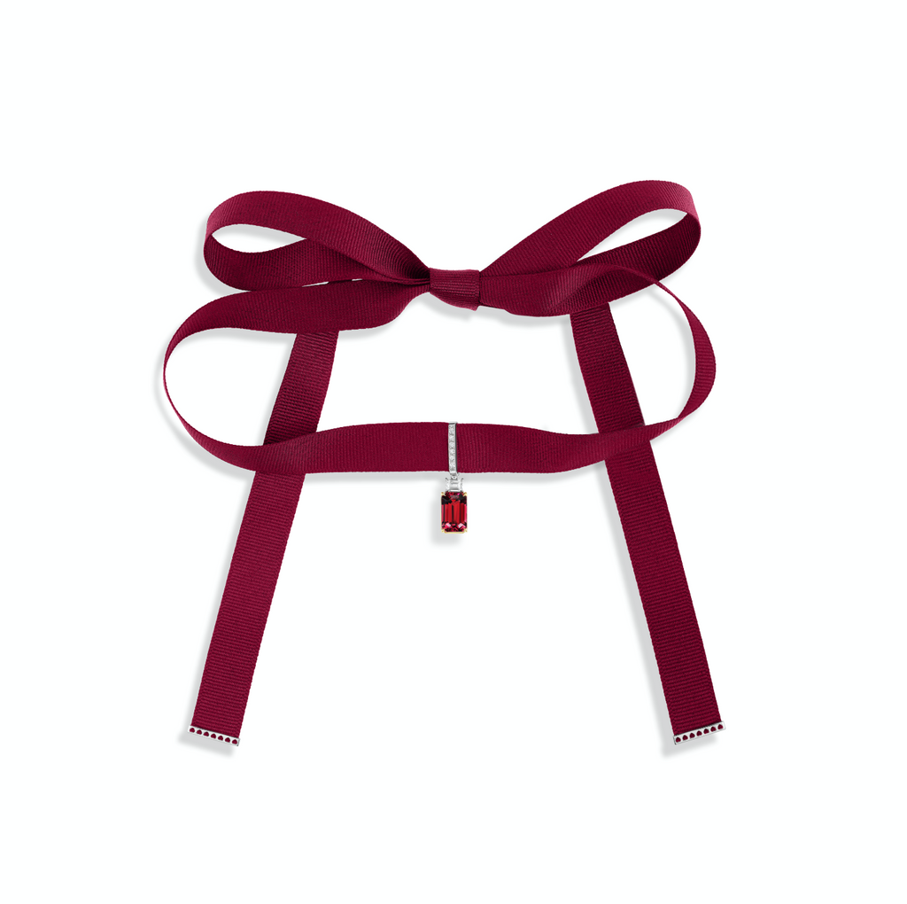 Rubellite EMC on Burgundy Ribbon
