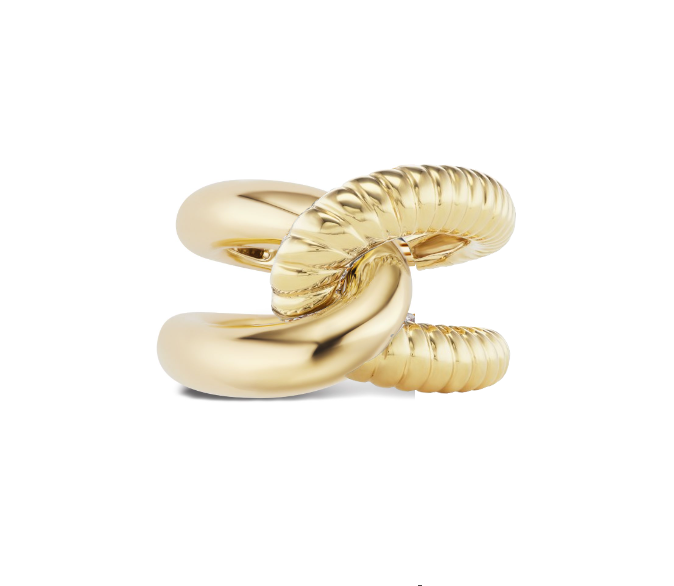 Intertwin Ring Ridged 18k Gold & 18k Gold