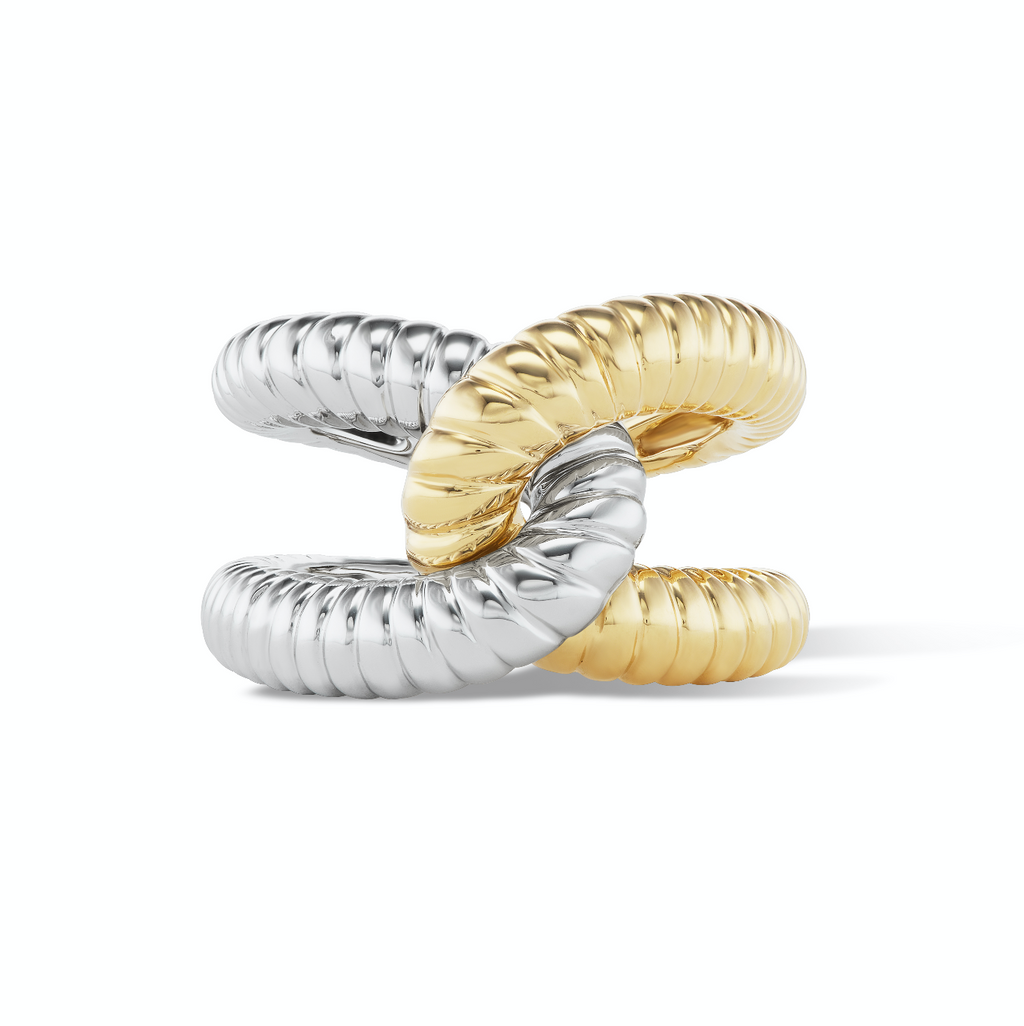 Intertwin Ring Ridged 18k Gold & Ridged 18k Gold
