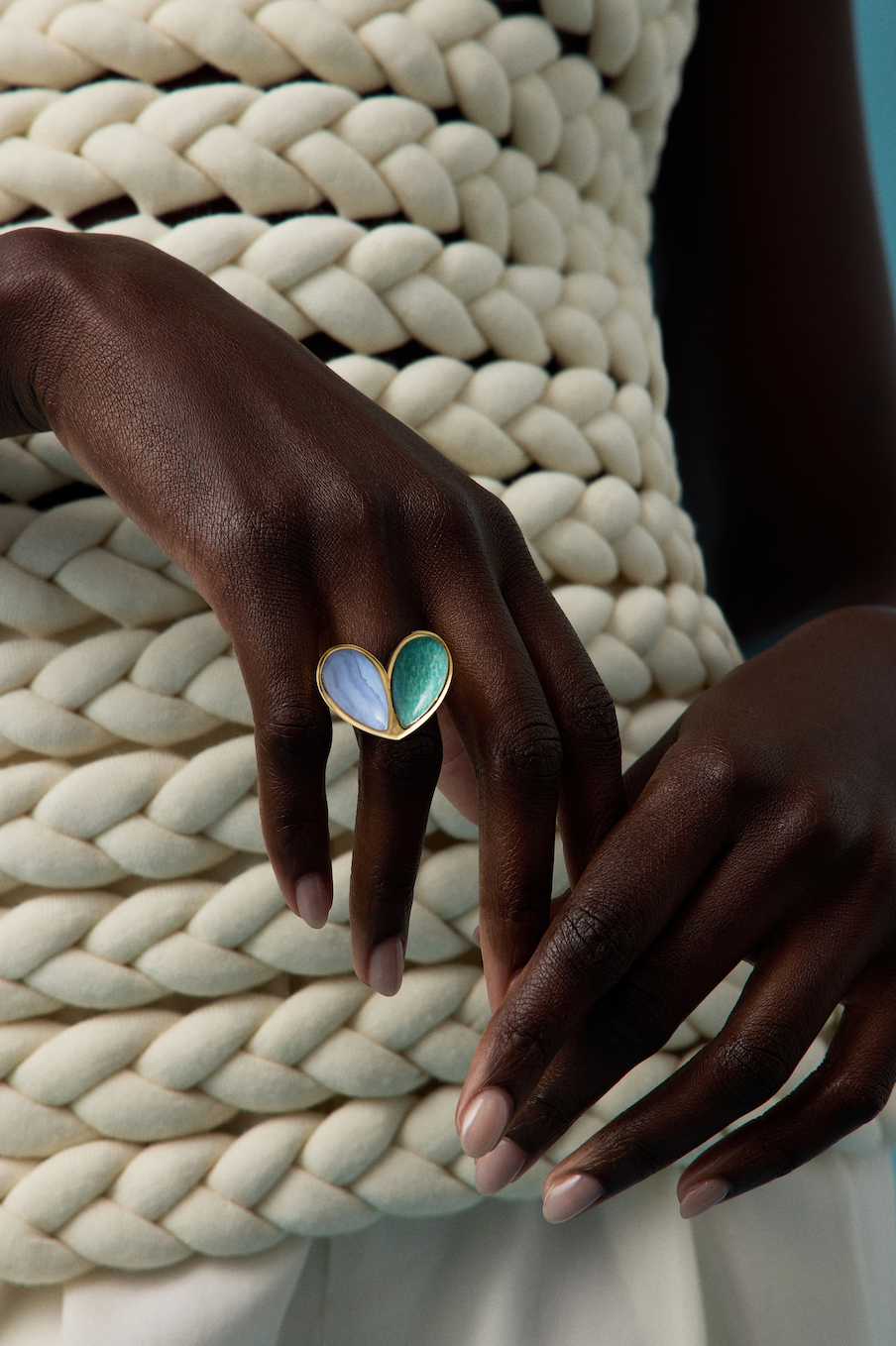 Mega Sweetheart Ring Laced Agate x Amazonite