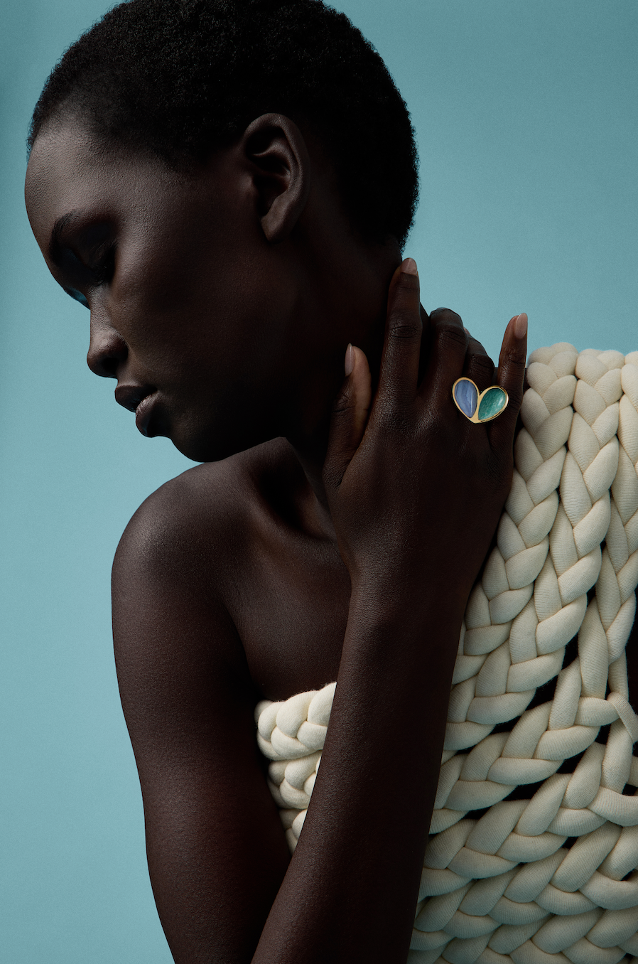 Mega Sweetheart Ring Laced Agate x Amazonite