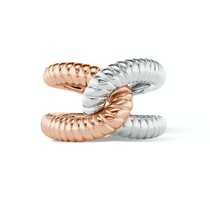 Intertwin Ring Ridged 18k Gold & Ridged 18k Gold