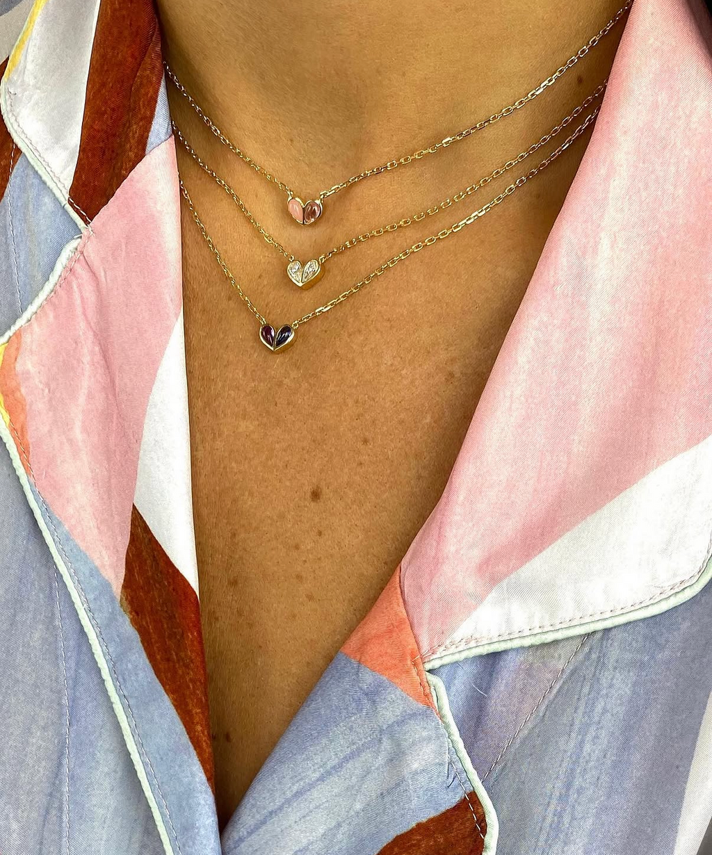 Sweetheart Necklace Garnet & Blue Sapphire