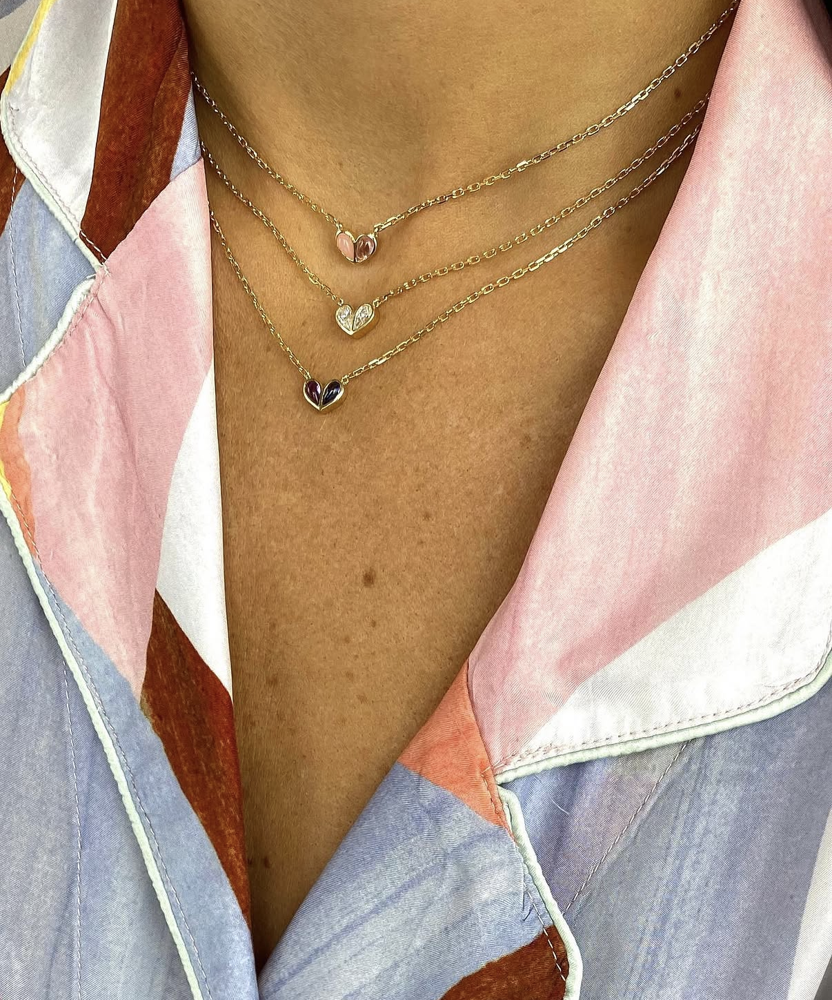 Sweetheart Necklace Garnet & Blue Sapphire