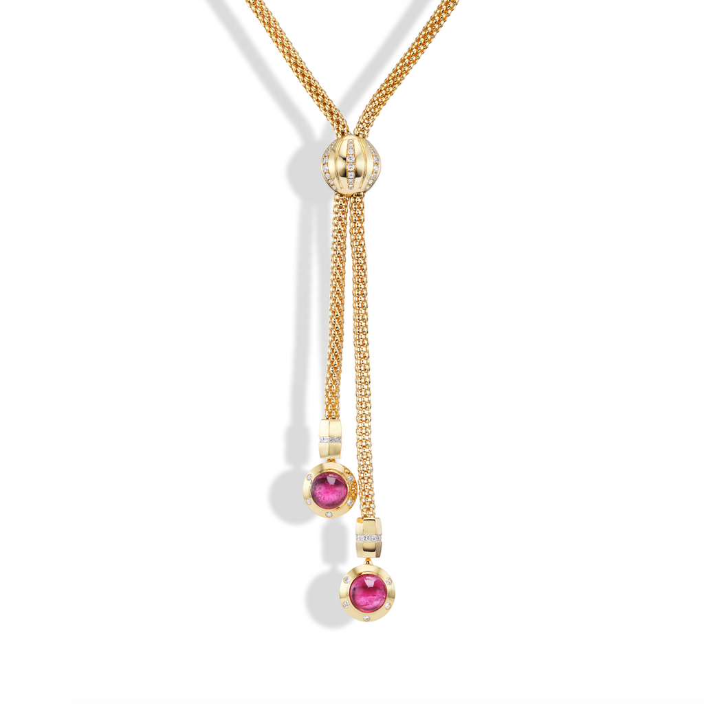 Stella Necklace OOK Round Rubellite Drops