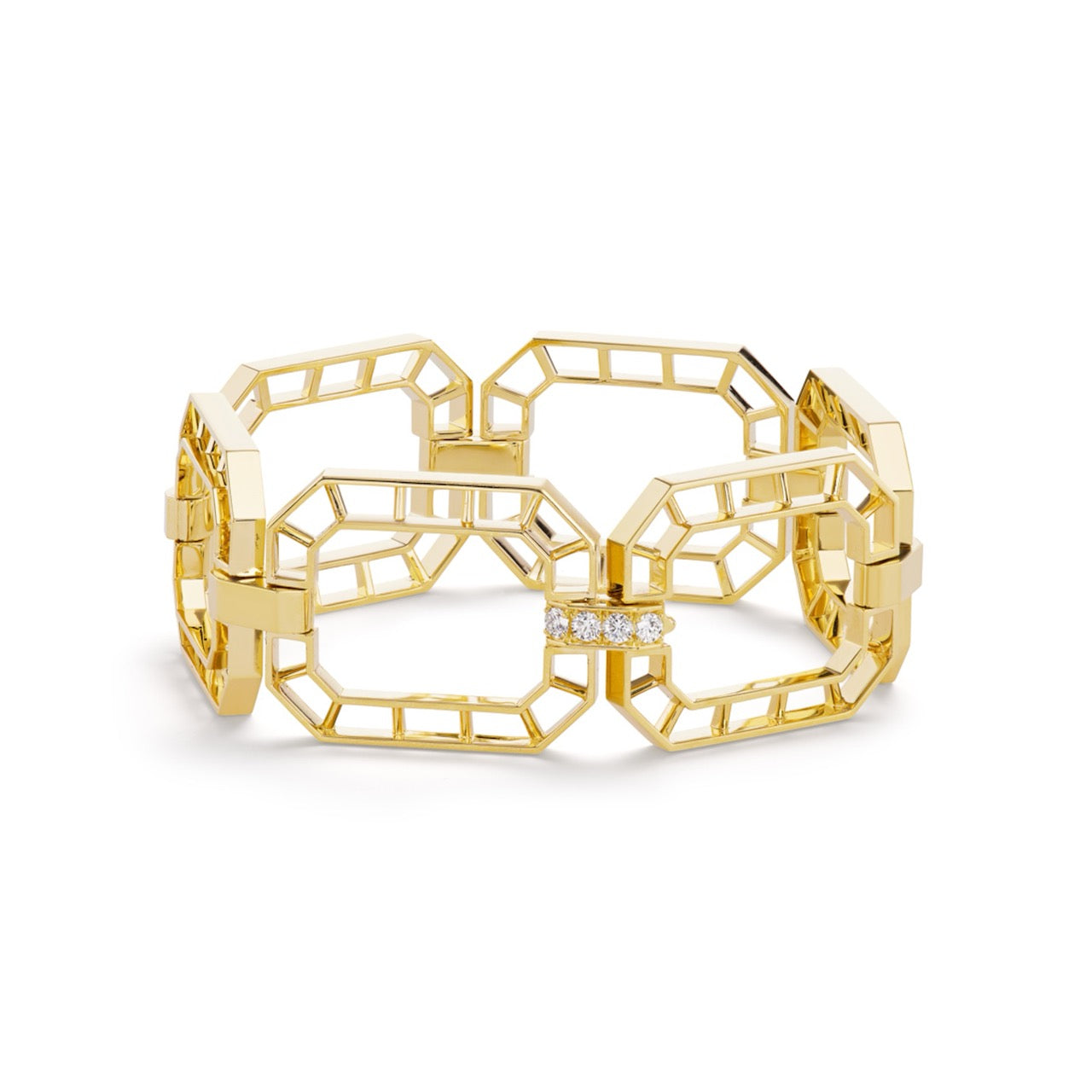 Skeleton Diamond Clasp Link Bracelet