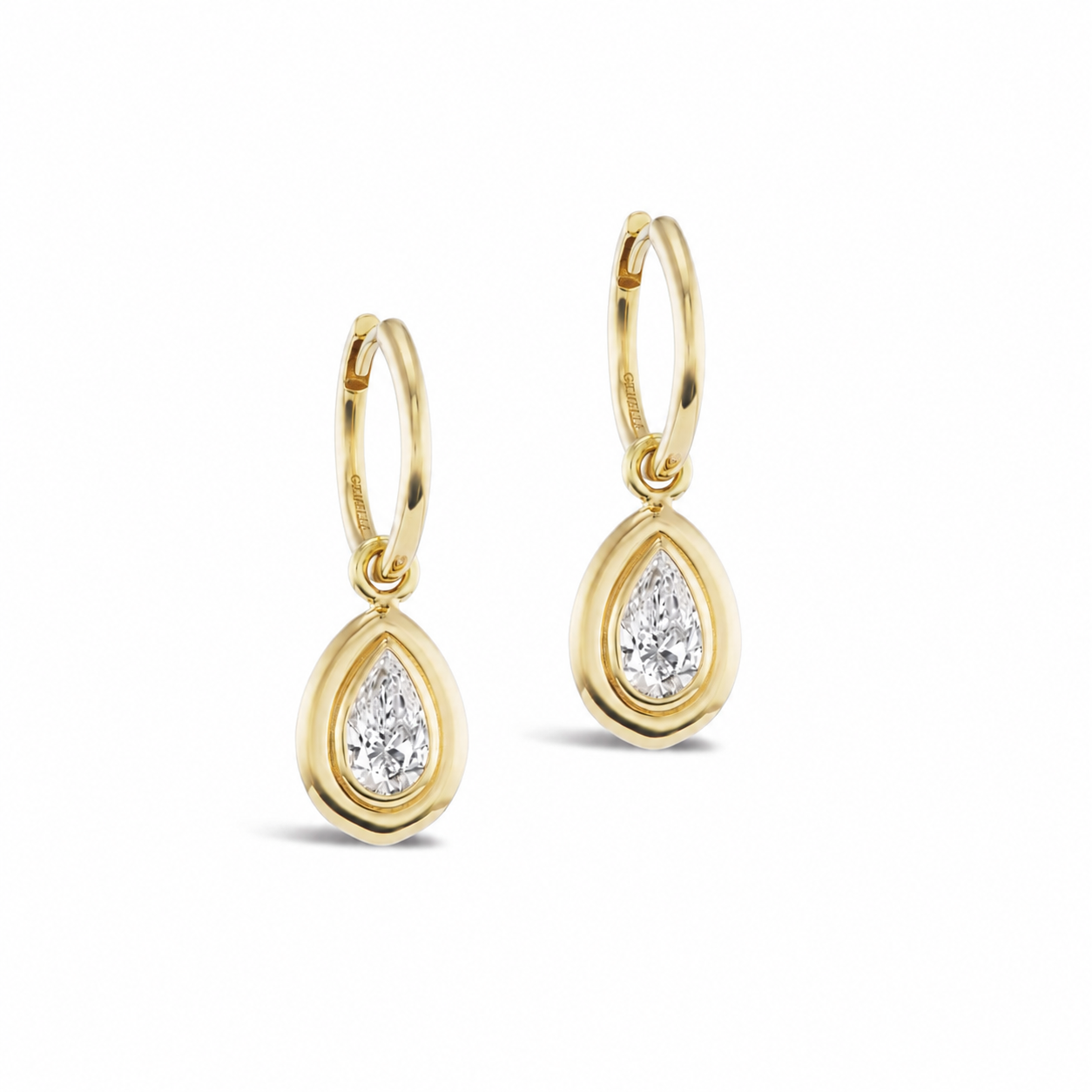 Pear Double Bubble Bezel Huggies