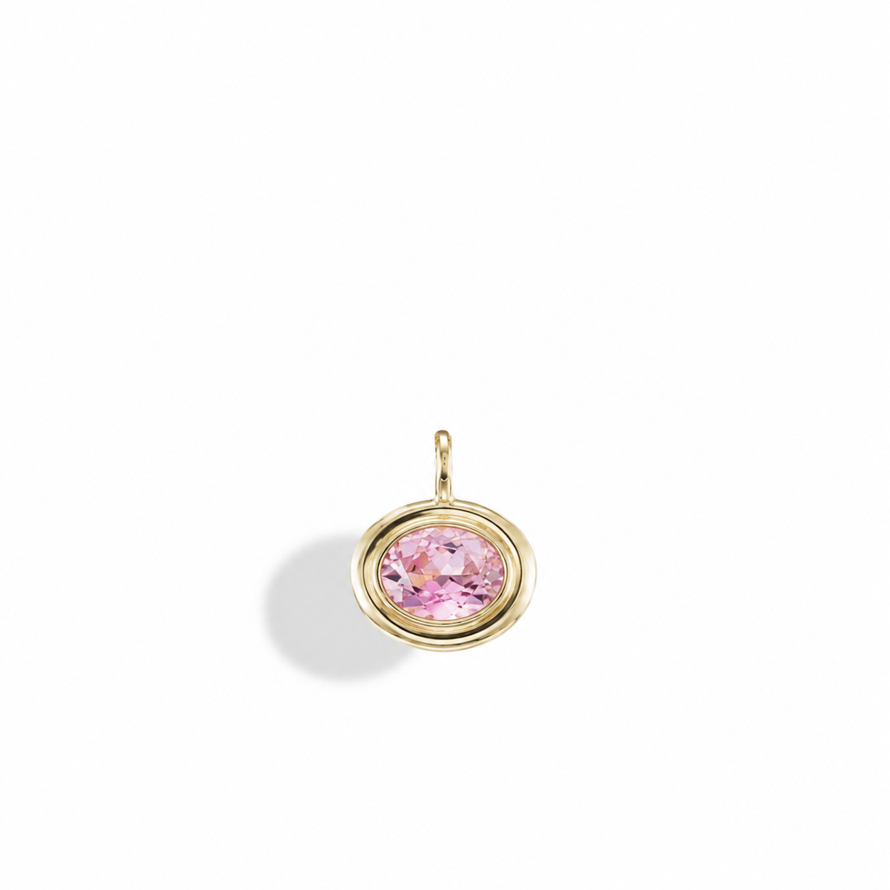 Light Pink Tourmaline Oval Double Bubble Bezel Pendant