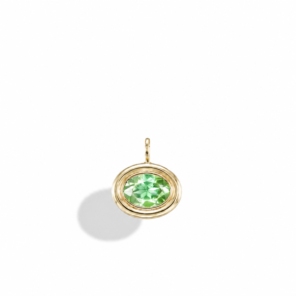 Mint Tourmaline Oval Double Bubble Bezel Pendant