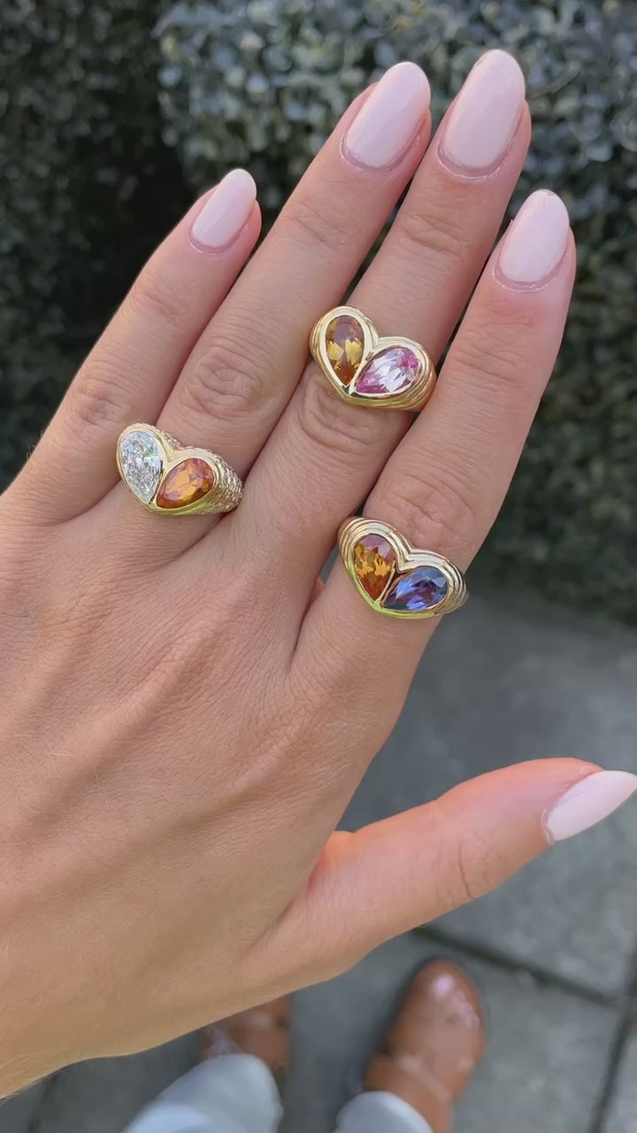 Jumbo Sweetheart Ring Citrine & Pink Sapphire