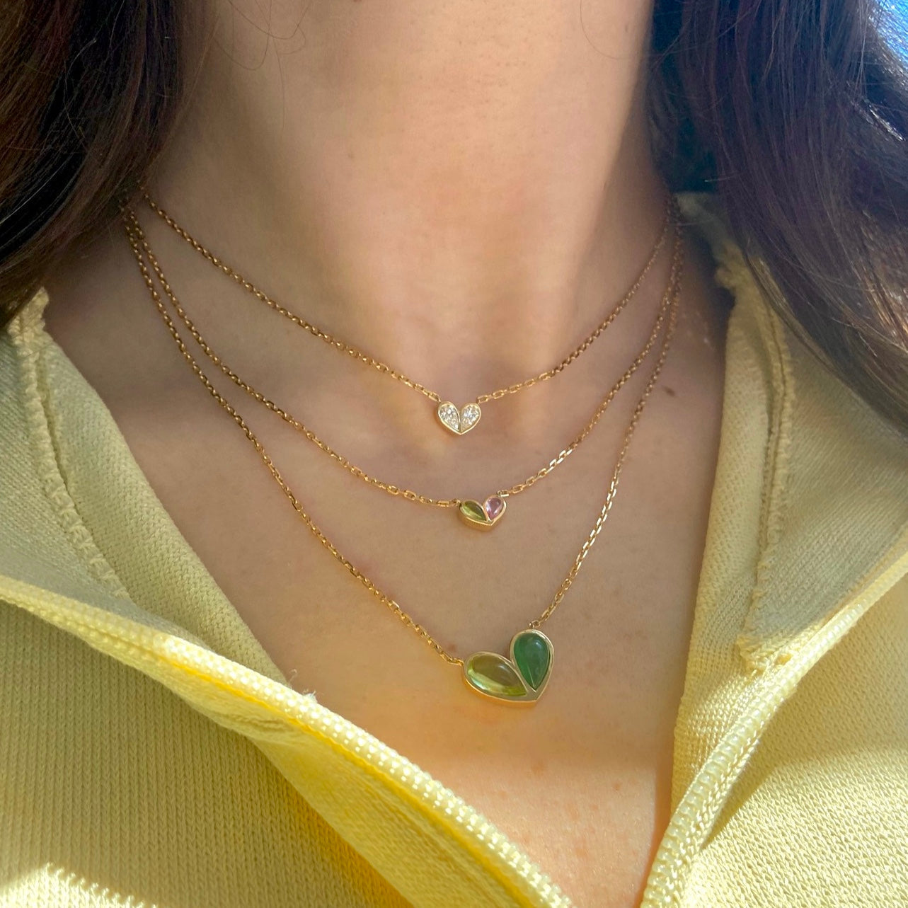 Jumbo Sweetheart Necklace Citrine & Pink Tourmaline