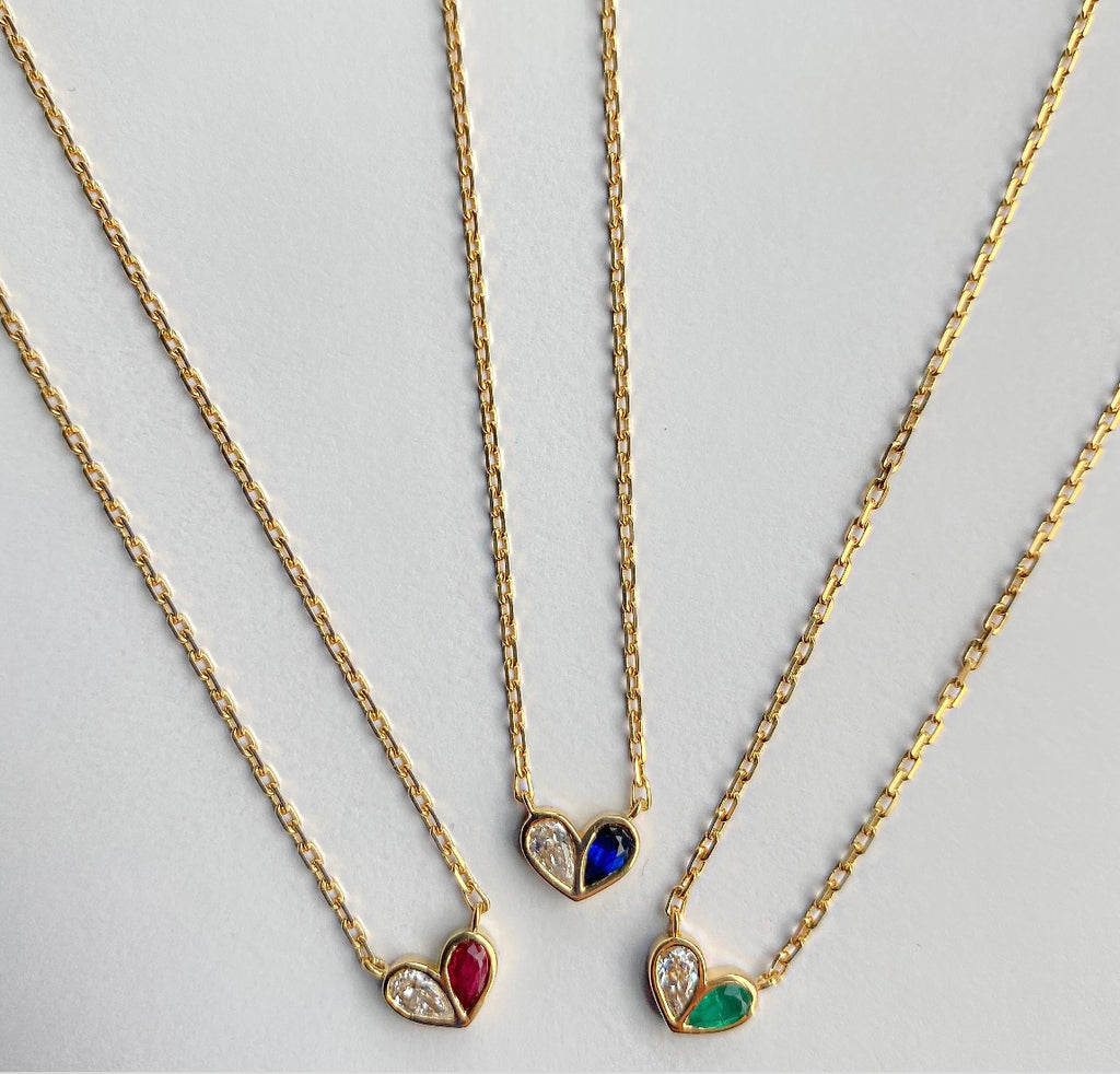 Sweetheart Necklace Diamond & Blue Sapphire