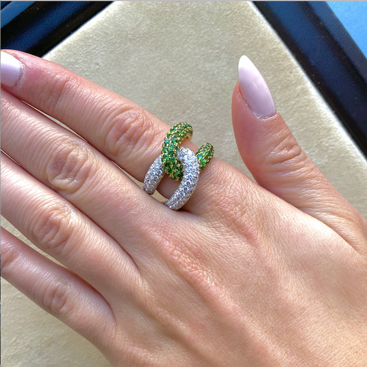 Intertwin Ring Diamond & Tsavorite