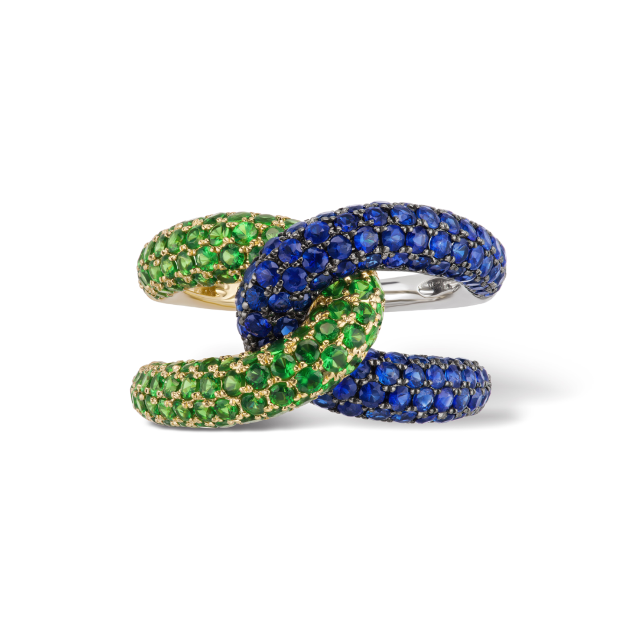 Intertwin Ring Blue Sapphire & Tsavorite