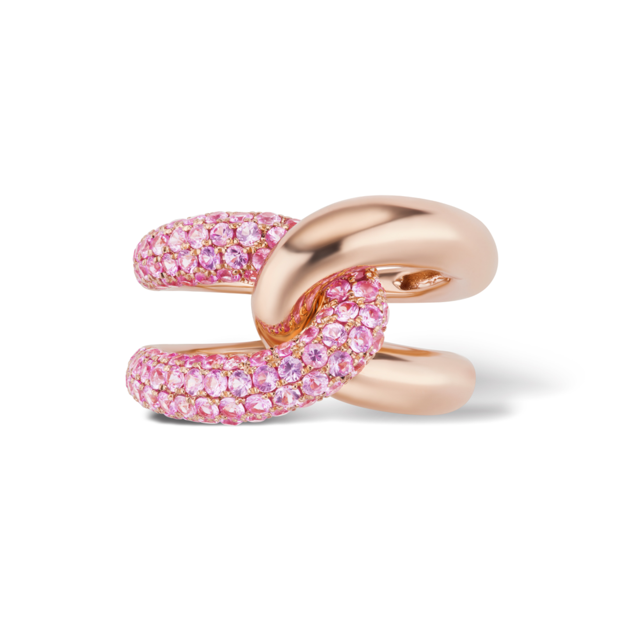 Intertwin Ring 18k Gold & Pink Sapphire
