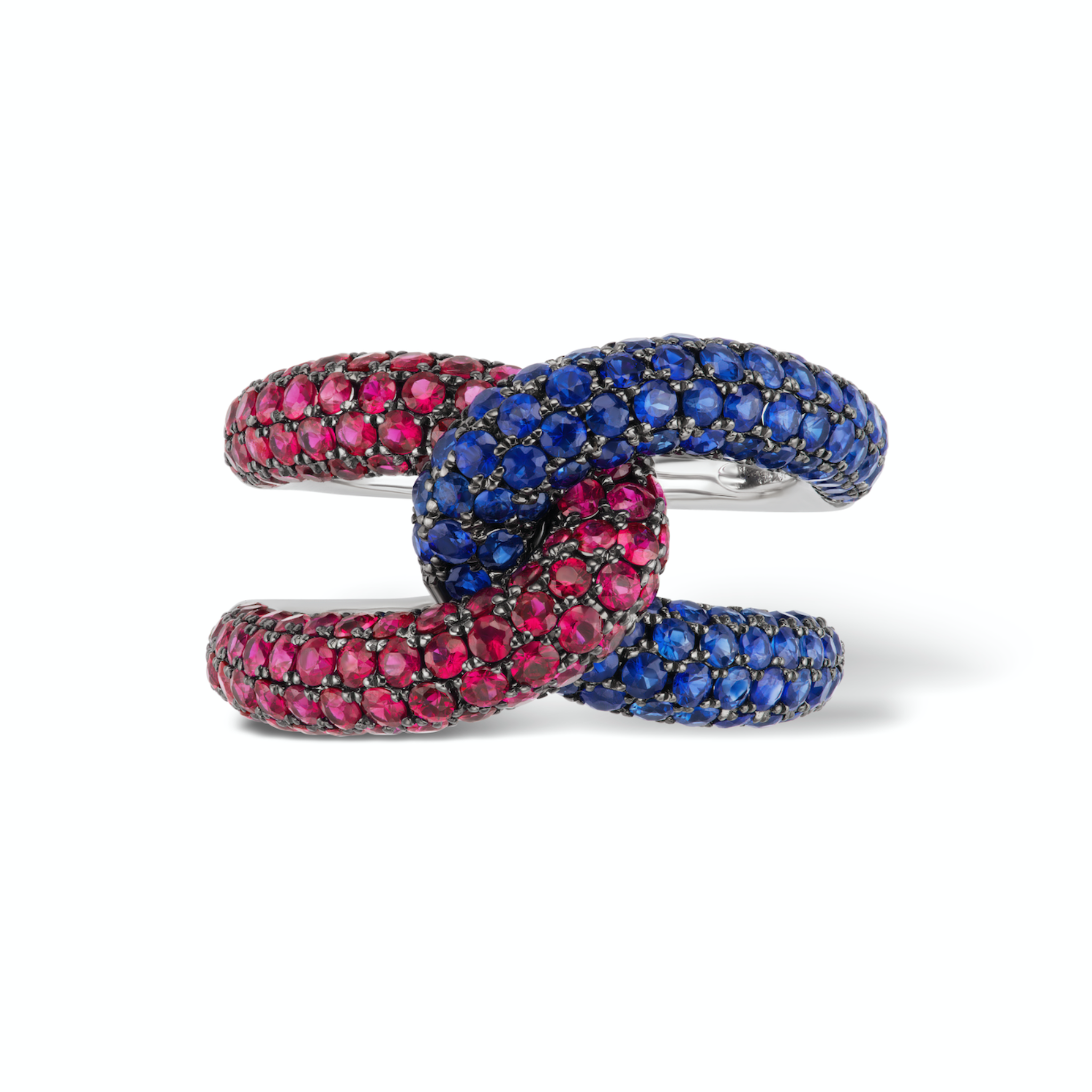 Intertwin Ring Ruby & Blue Sapphire