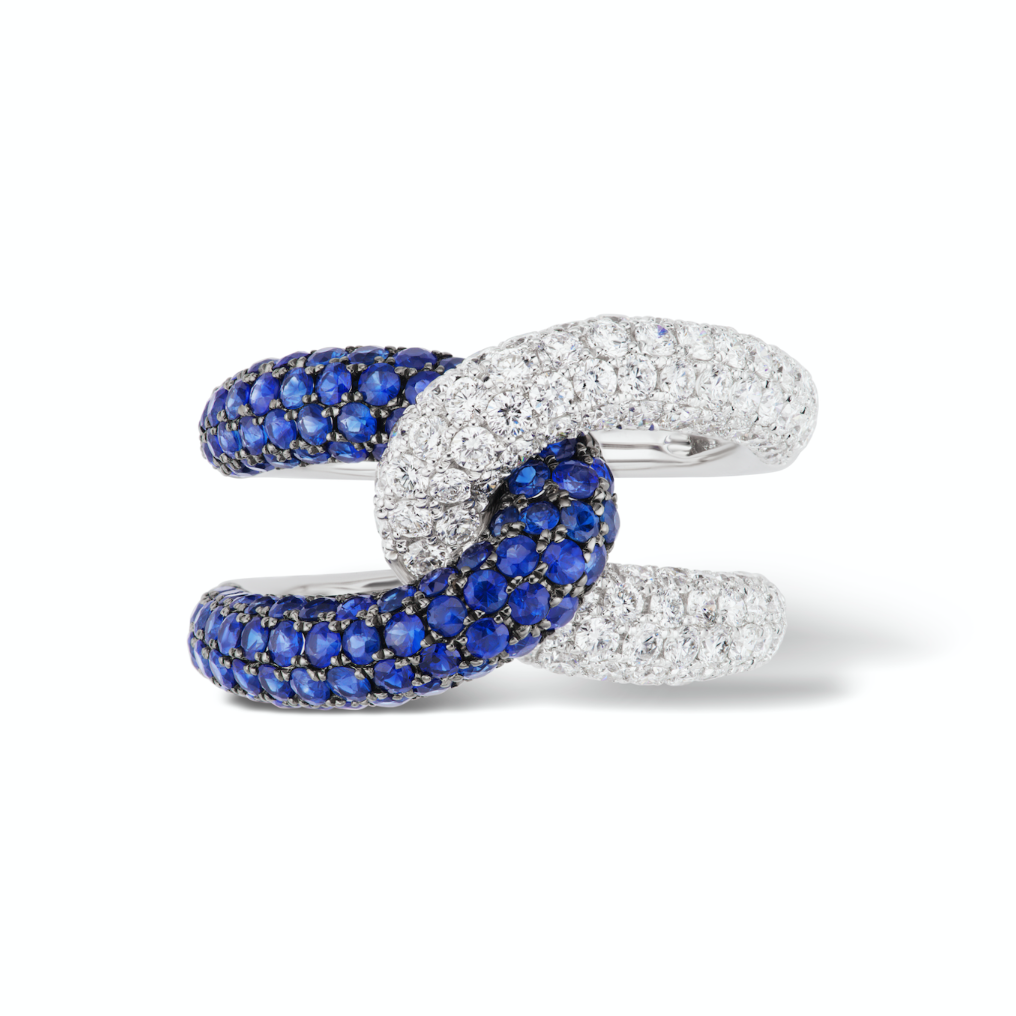 Intertwin Ring Diamond & Blue Sapphire