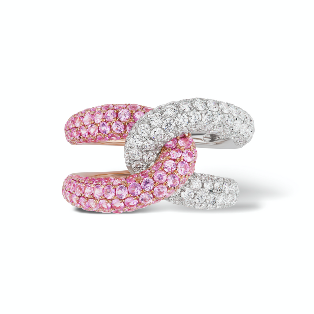 Intertwin Ring Diamond & Pink Sapphire