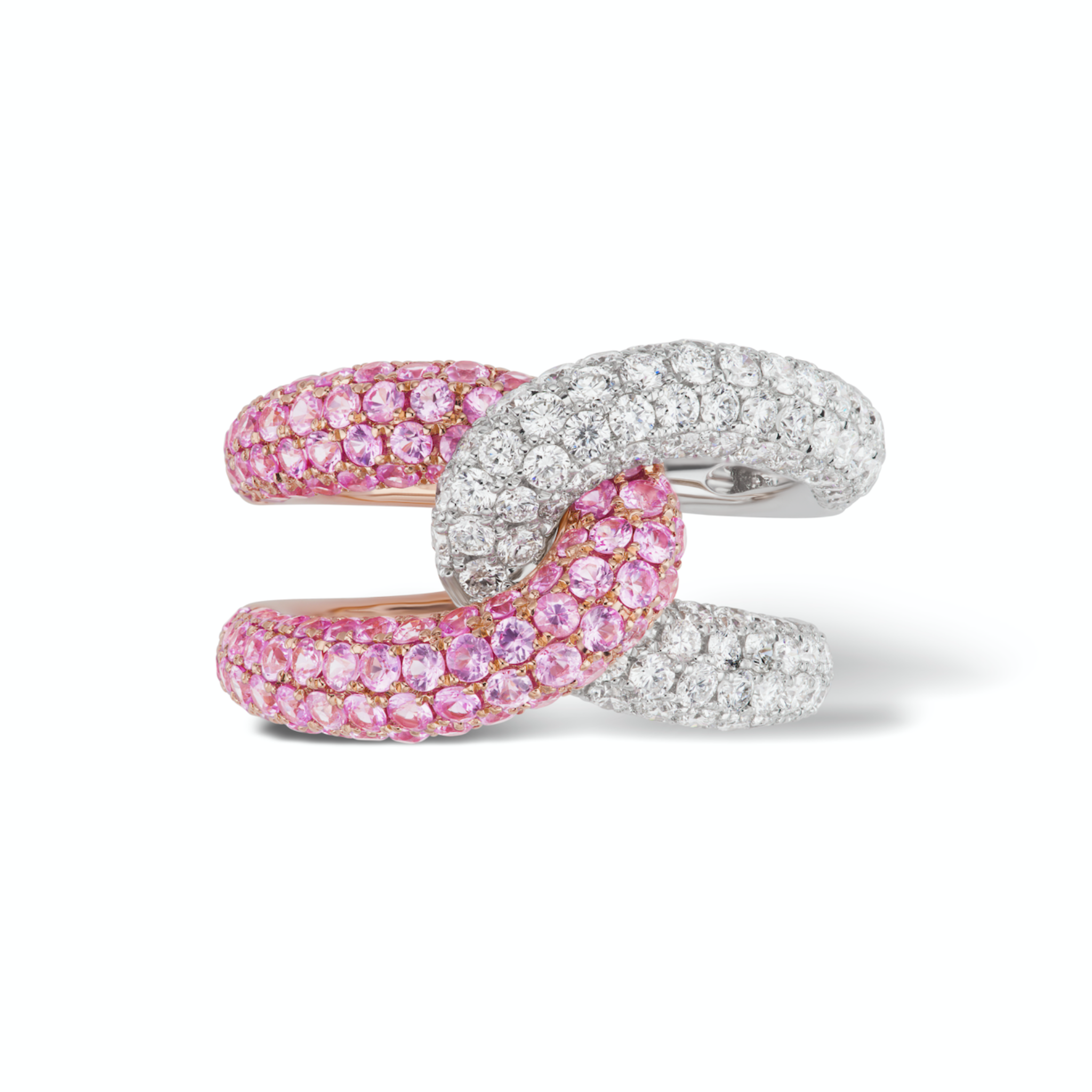 Intertwin Ring Diamond & Pink Sapphire