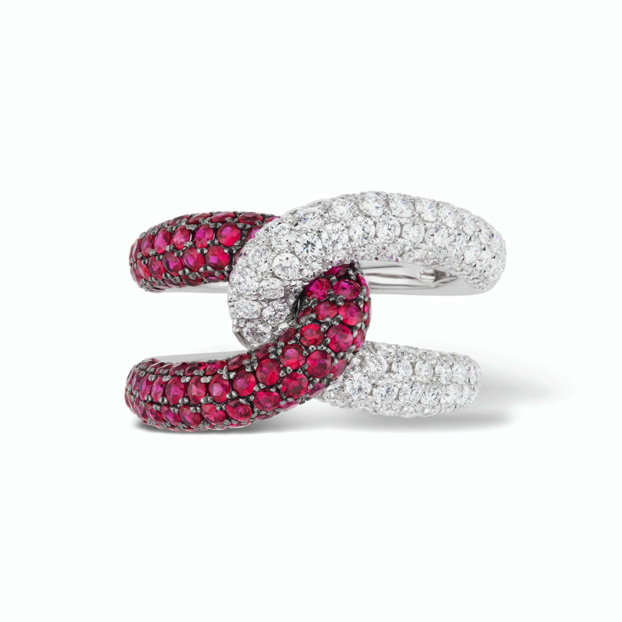 Intertwin Ring Diamond & Ruby