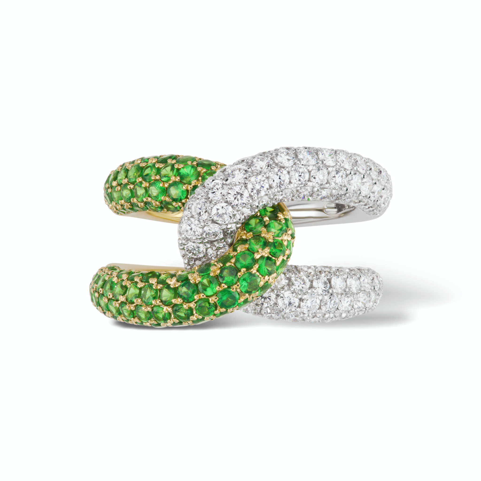 Intertwin Ring Diamond & Tsavorite