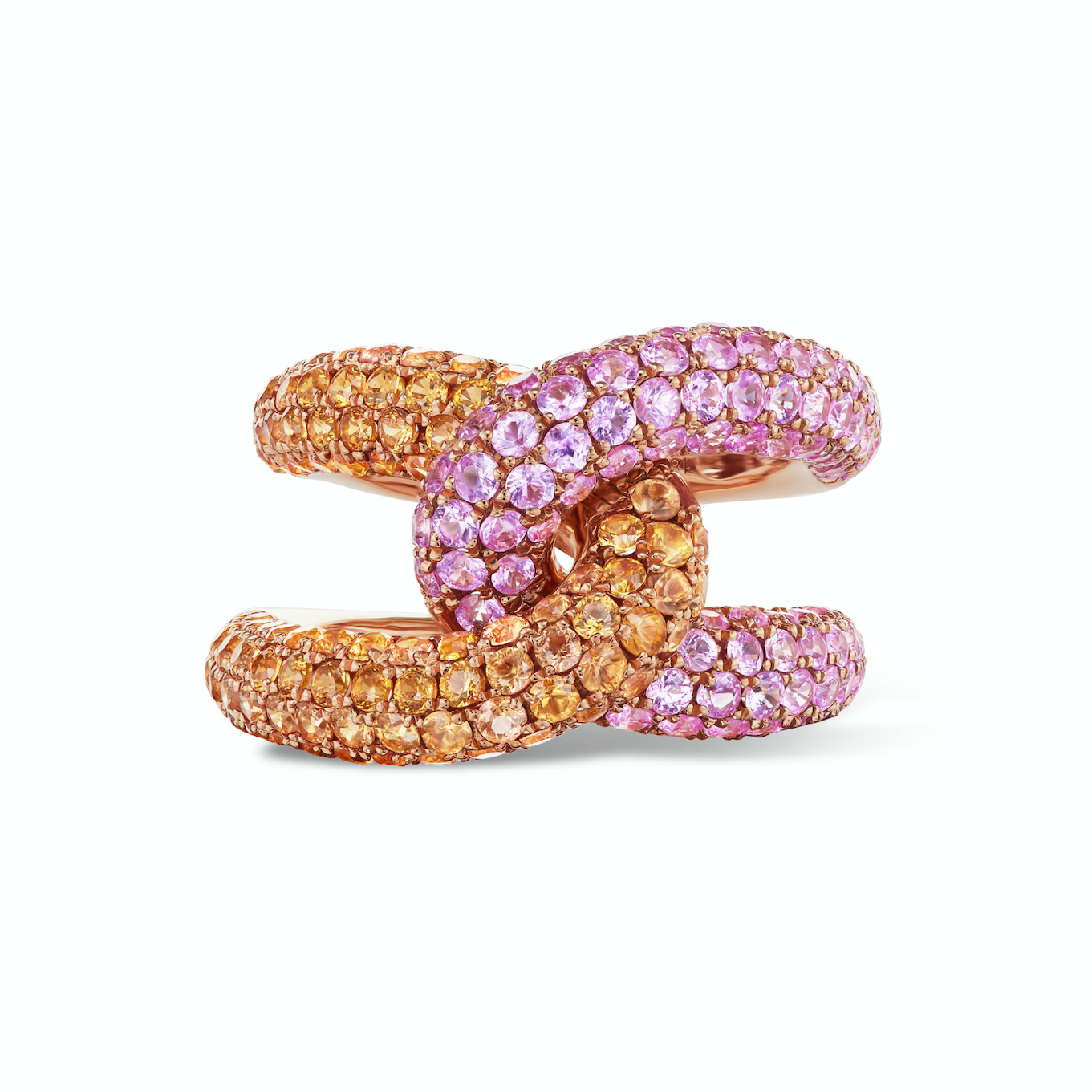 Intertwin Ring Pink Sapphire & Orange Sapphire