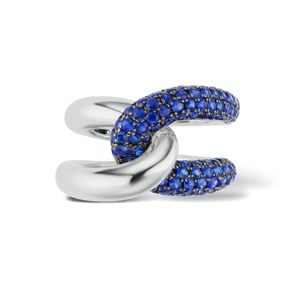 Intertwin Ring 18k Gold & Blue Sapphire