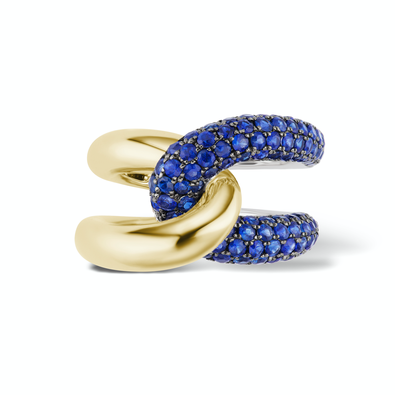 Intertwin Ring 18k Gold & Blue Sapphire