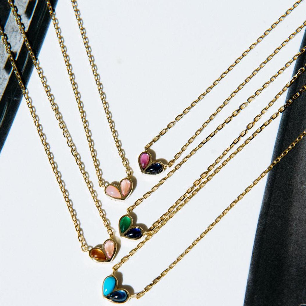 Sweetheart Necklace Pink Sapphire & Pink Opal