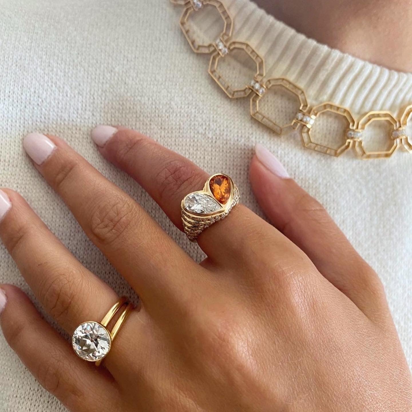 Jumbo Sweetheart Ring Citrine & Pink Sapphire