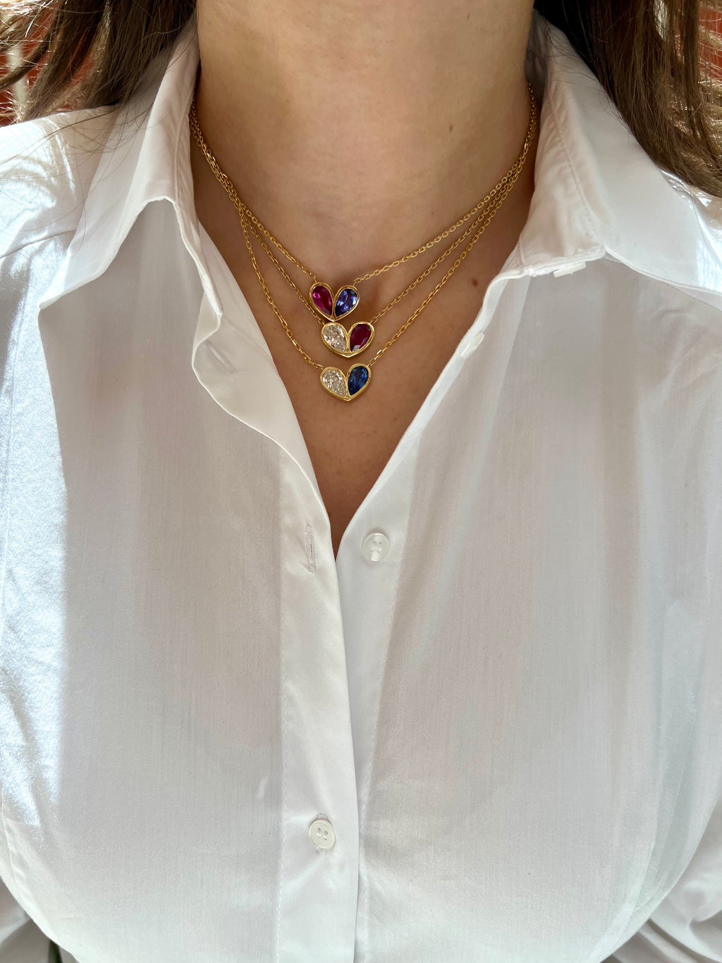 Jumbo Sweetheart Necklace Diamond & Blue Sapphire