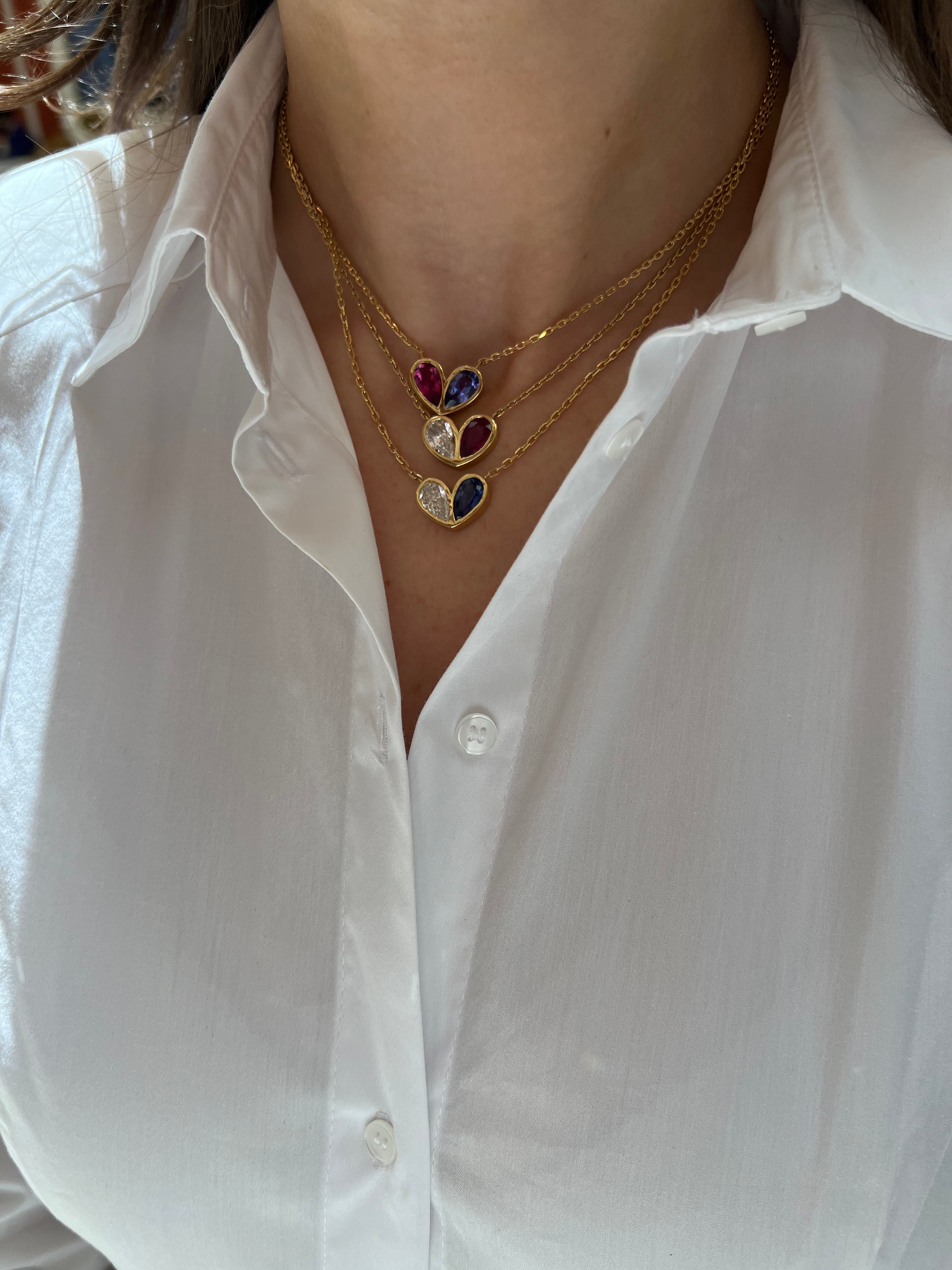 Jumbo Sweetheart Necklace Diamond & Blue Sapphire